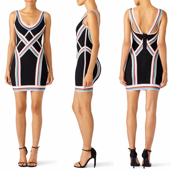 Herve Leger Bryanne woman’s textured colorblock bandage dress size S small
